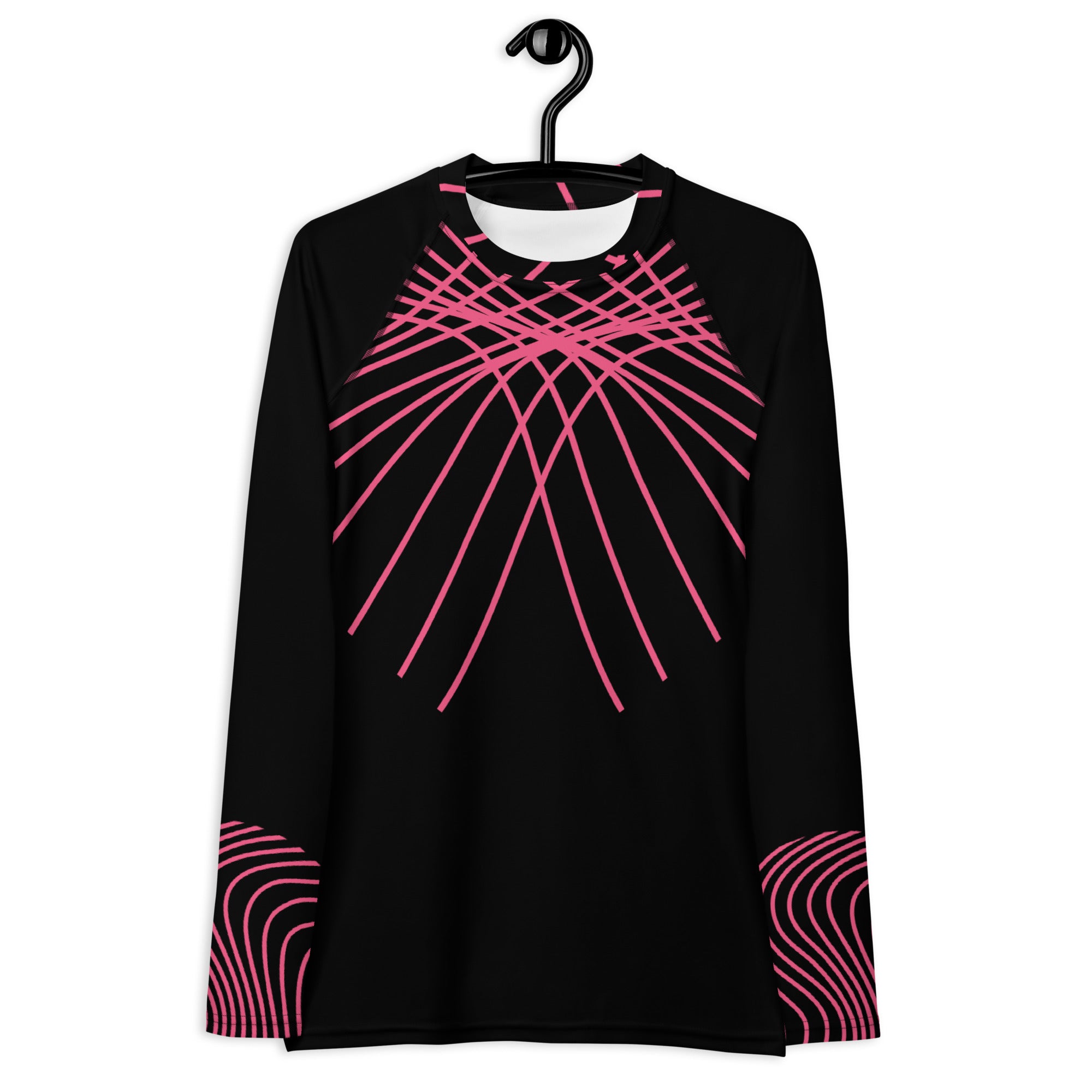 Women's Long-Sleeved Workout Top. Black Rash Guard. Gym or Yoga Top. RippleFX by WickedYo